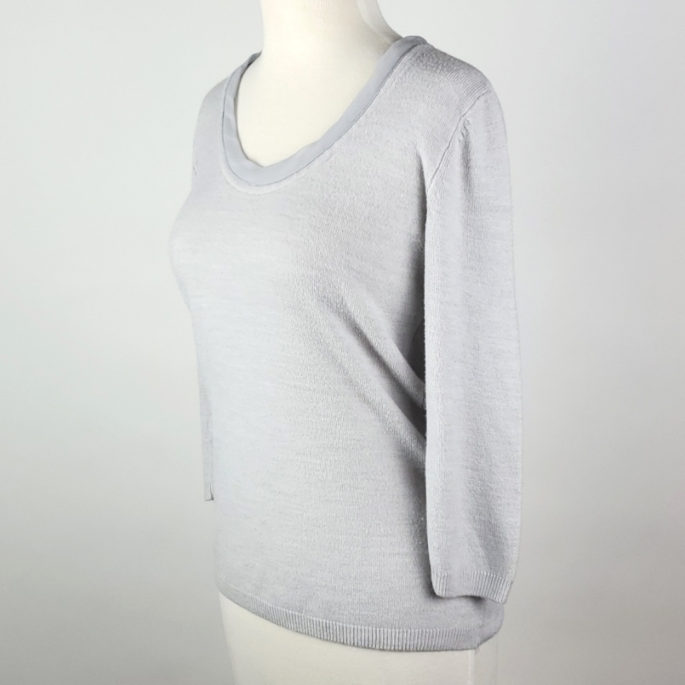 New York & Company Grey Blue 3/4 Sleeve Sweater in Size XS